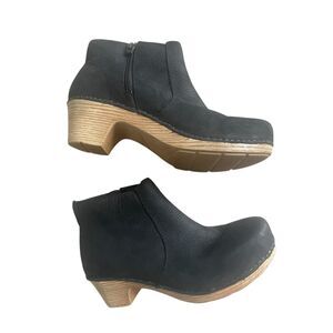 DANSKO Black Leather Lizanne Ankle Boots Women’s Size 37 9302021400 US 6.5-7
